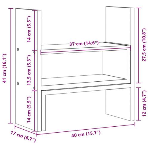 Hylde til skrivebord 40x17x41 cm konstrueret træ sonoma-eg