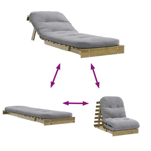 Futon med madras 70x206x11 cm imprægneret fyrretræ