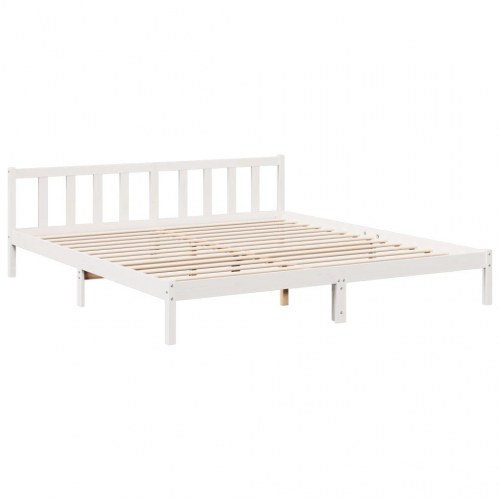 Ekstra lang sengeramme 200 × 210 cm - massivt fyrretræ, hvid