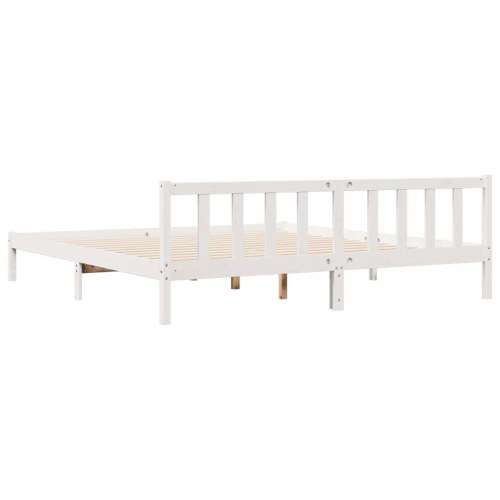 Ekstra lang sengeramme 200 × 210 cm - massivt fyrretræ, hvid