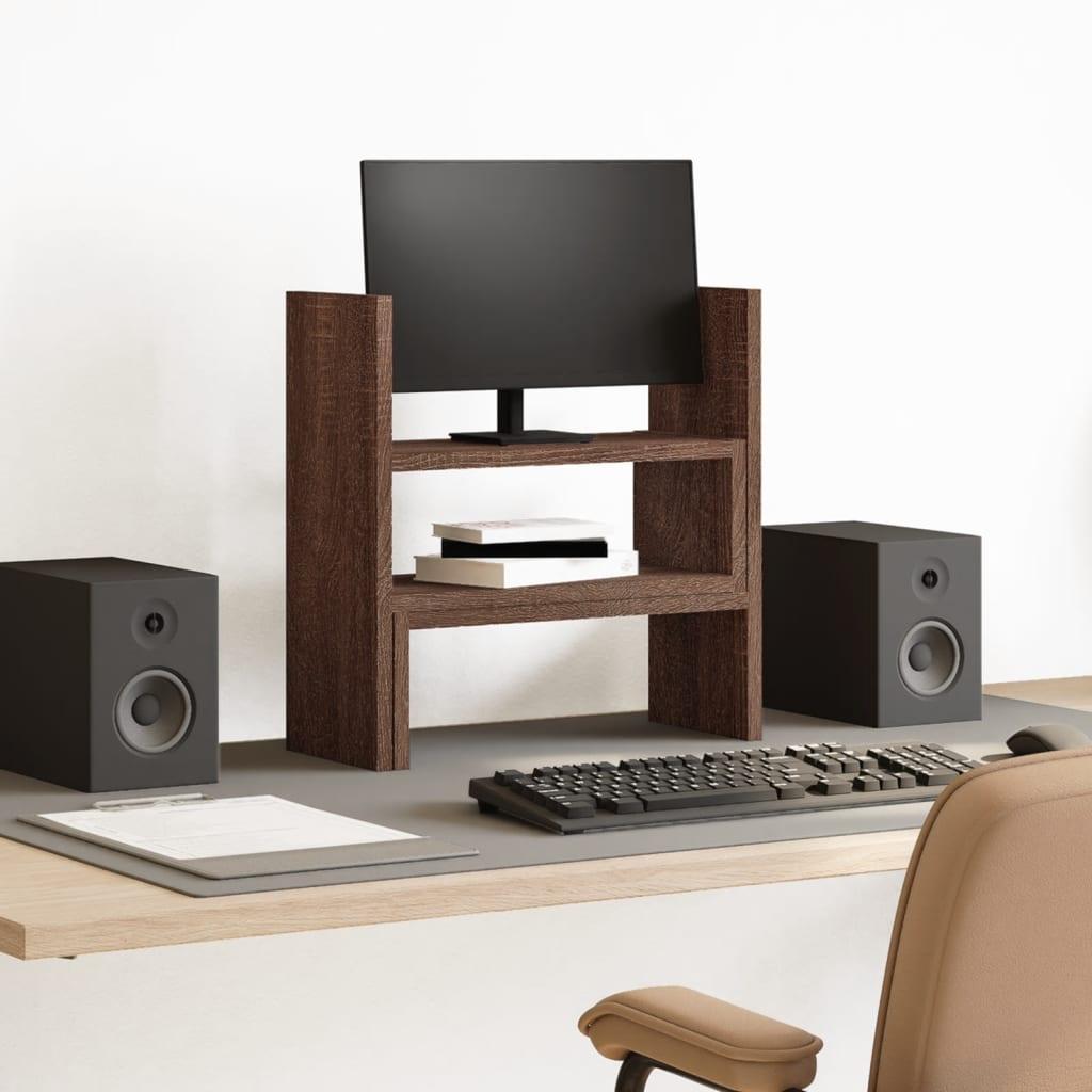 Hylde til skrivebord 40x17x41 cm konstrueret træ brunt eg