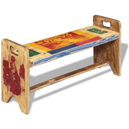Bænk 100x30x50 cm massivt genbrugstræ
