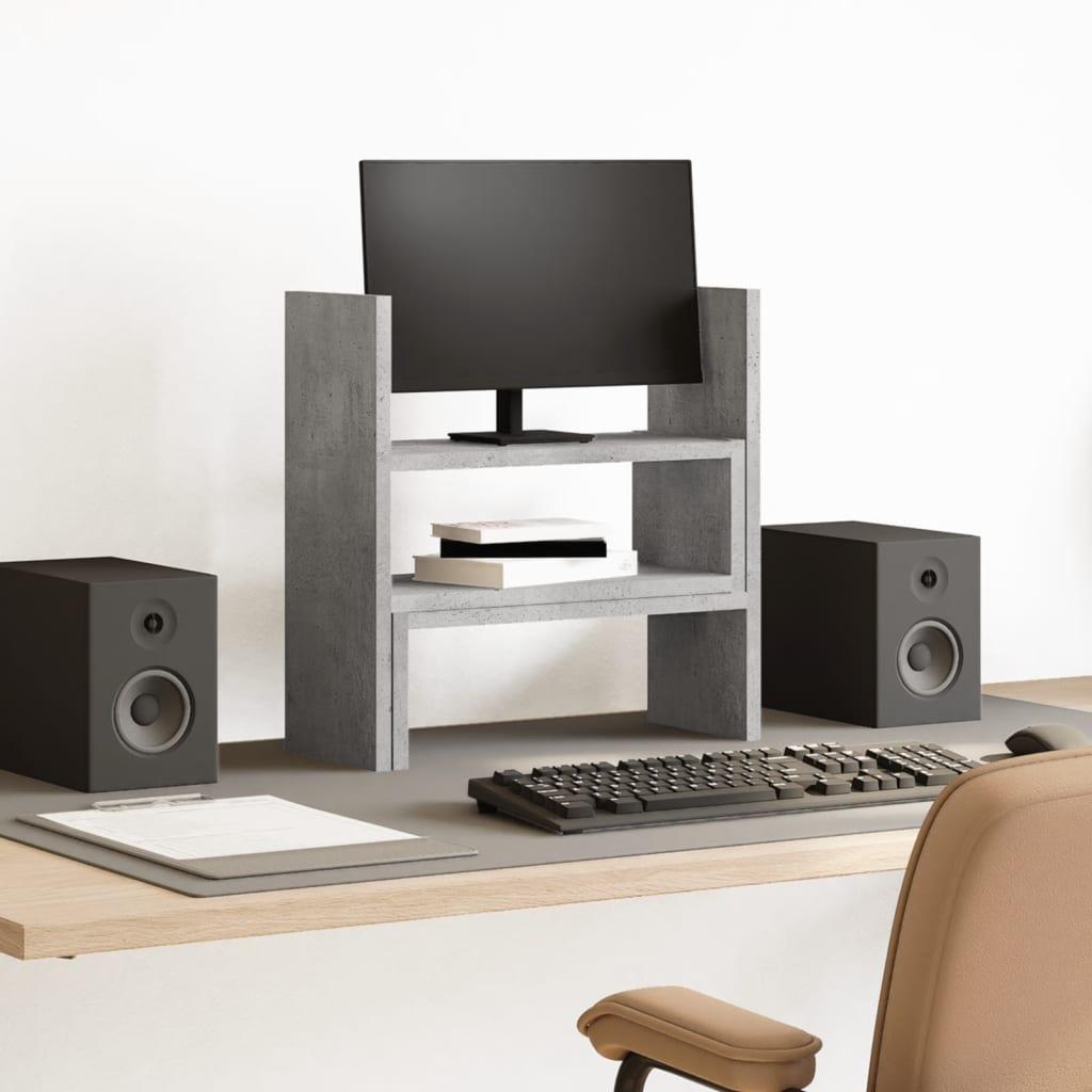 Justerbar skrivebordshylde 40×17×41 cm - konstrueret træ, betongrå billede