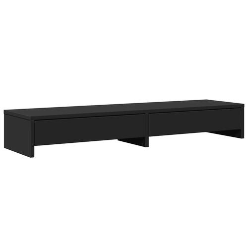 Skærmholder med skuffer 100x27x15 cm konstrueret træ sort