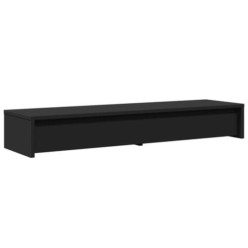 Skærmholder med skuffer 100x27x15 cm konstrueret træ sort