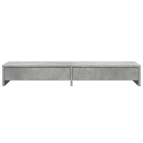 Skærmholder med skuffer 100x27x15 cm konstrueret træ betongrå