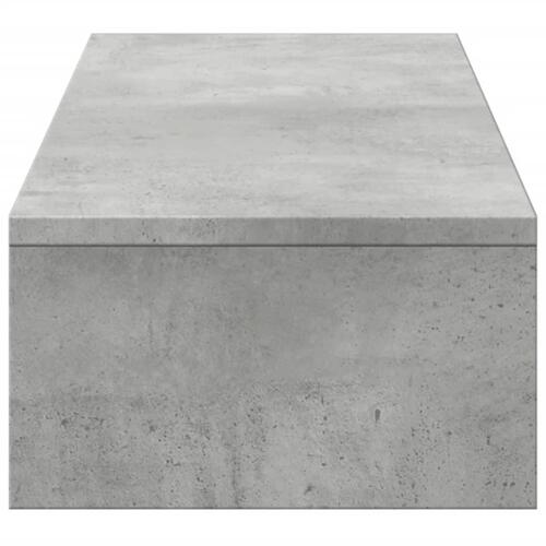 Skærmholder med skuffer 100x27x15 cm konstrueret træ betongrå