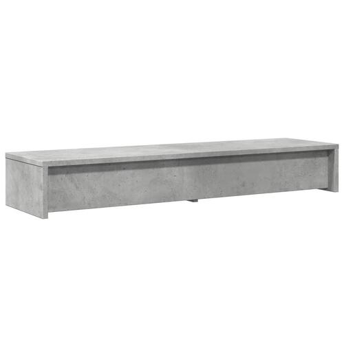 Skærmholder med skuffer 100x27x15 cm konstrueret træ betongrå