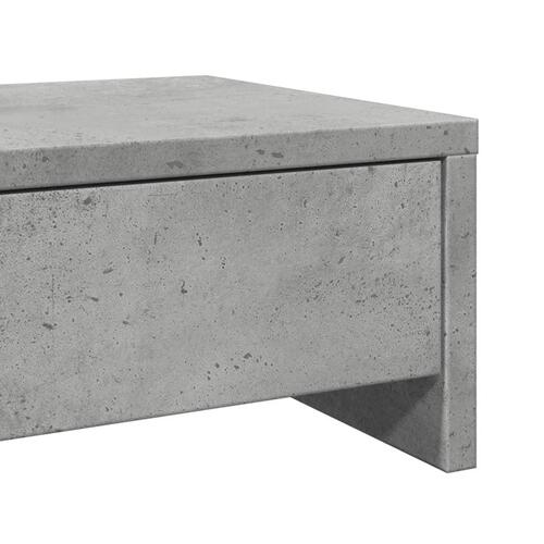 Skærmholder med skuffer 100x27x15 cm konstrueret træ betongrå
