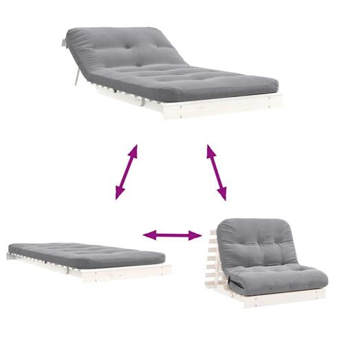 Futon med madras 100x206x11 cm massivt fyrretræ