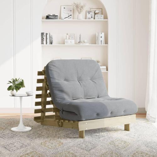 Futon med madras 90x206x11 cm massivt fyrretræ