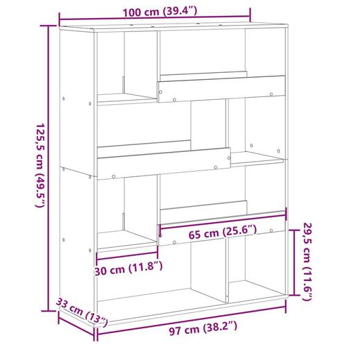 Rumdeler 100x33x125,5 cm konstrueret træ egetræsfarvet