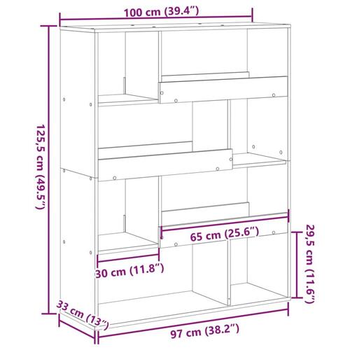 Rumdeler 100x33x125,5 cm konstrueret træ sonoma-eg