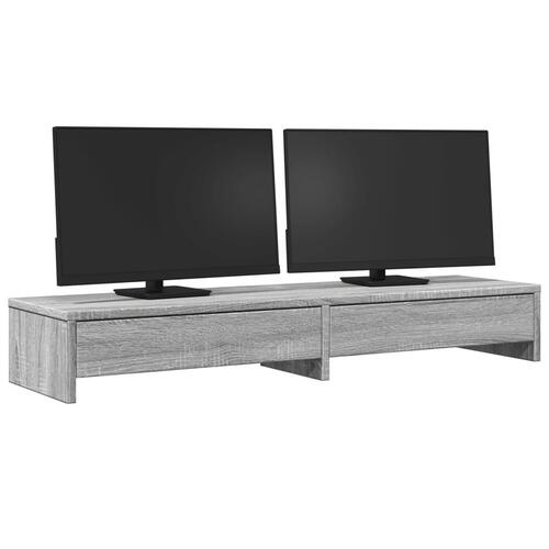 Skærmstander med skuffer 100x27x15 cm konstrueret træ