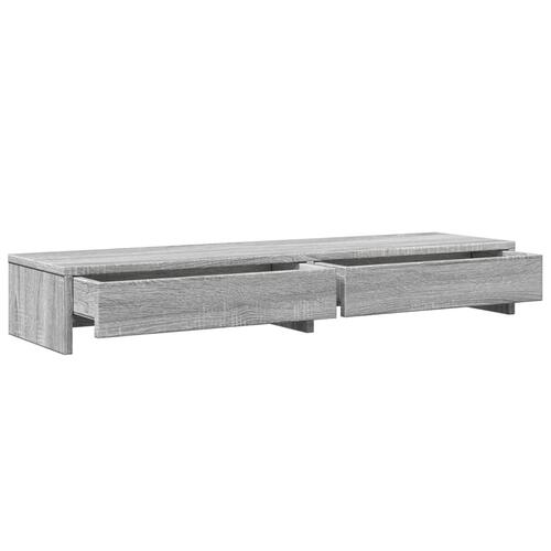Skærmstander med skuffer 100x27x15 cm konstrueret træ