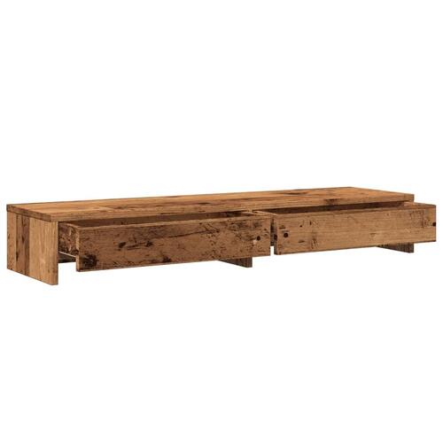 Skærmholder med skuffer 100x27x15 cm konstrueret træ