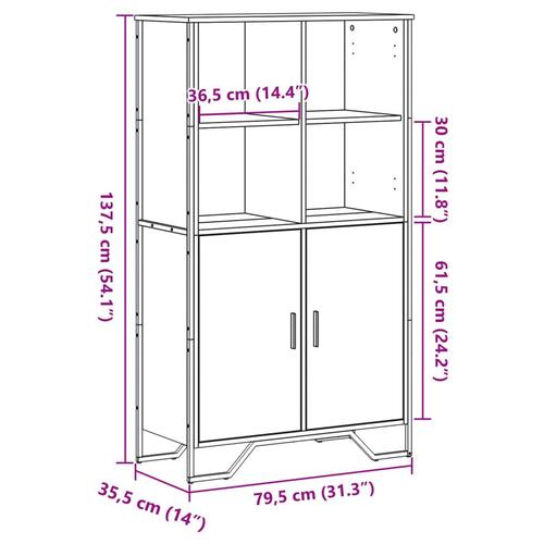 Skab 79,5x35,5x137,5 cm konstrueret træ brunt eg
