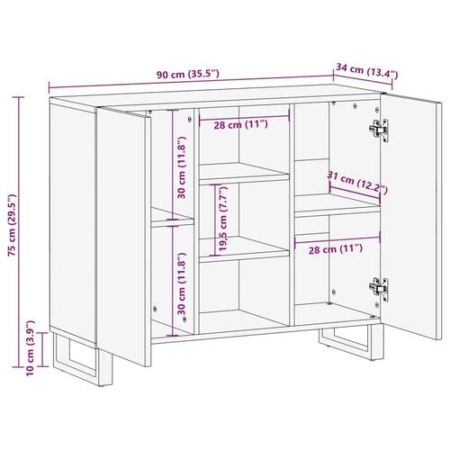 Skænk 90x34x75 cm massivt mangotræ