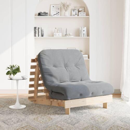 Futon med madras 80x206x11 cm massivt fyrretræ