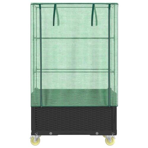 Højbed med overtræk og hjul 80x50x182 cm rattan-look