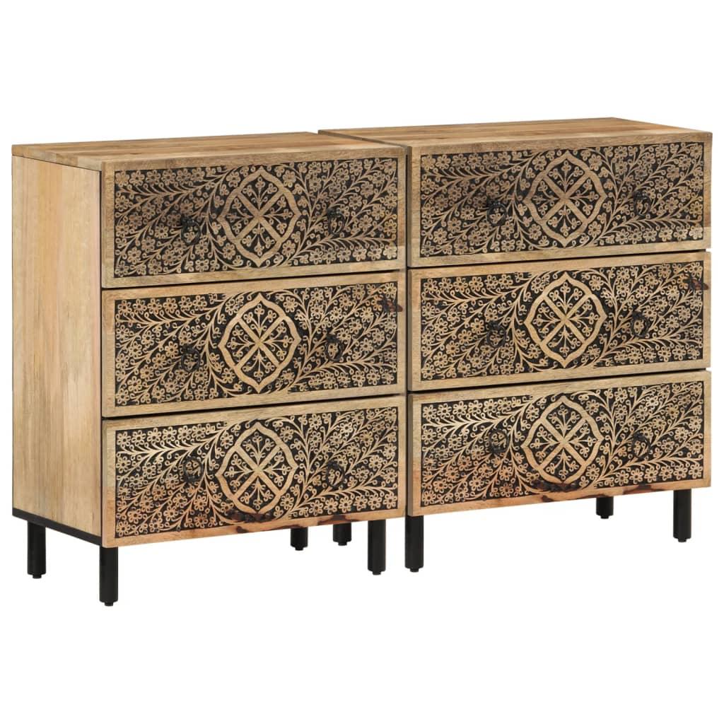 Kommoder 2 stk. 60x33x75 cm massivt mangotræ billede