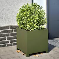 Plantekrukker 2 stk. 40x40x40 cm stål olivengrøn