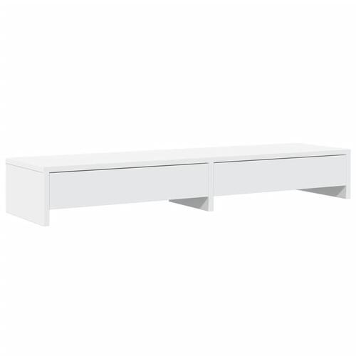 Skærmholder med skuffer 100x27x15 cm konstrueret træ hvid