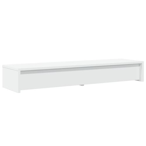 Skærmholder med skuffer 100x27x15 cm konstrueret træ hvid