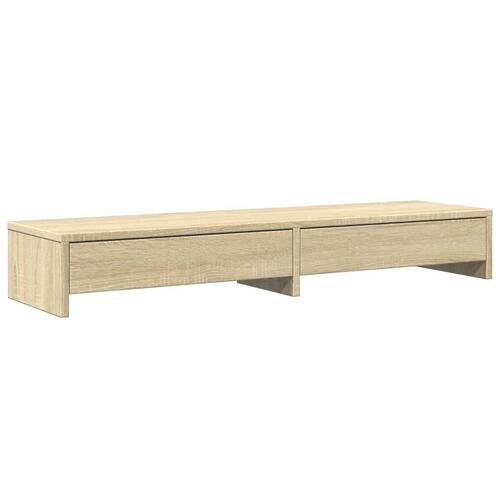Skærmstander med skuffer 100x27x15 cm konstrueret træ sonoma-eg