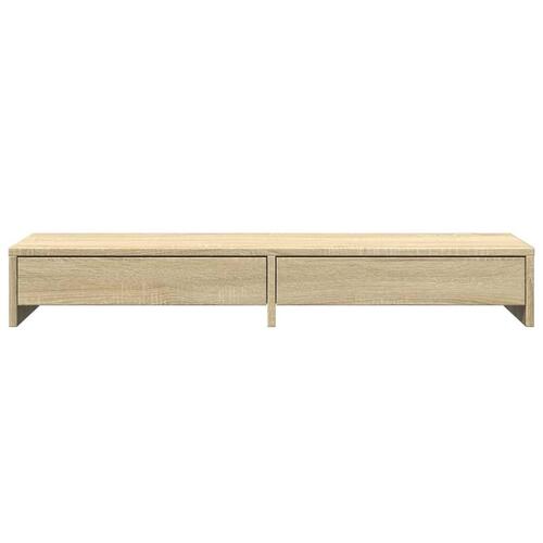 Skærmstander med skuffer 100x27x15 cm konstrueret træ sonoma-eg