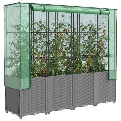 Højbed med drivhusovertræk 160x40x153 cm rattan-look