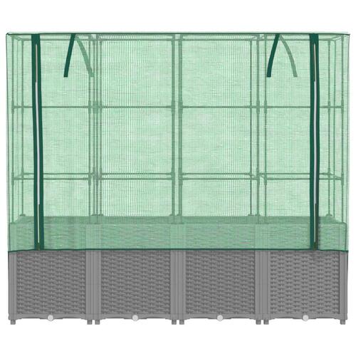 Højbed med drivhusovertræk 160x40x153 cm rattan-look