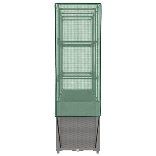 Højbed med drivhusovertræk 160x40x153 cm rattan-look