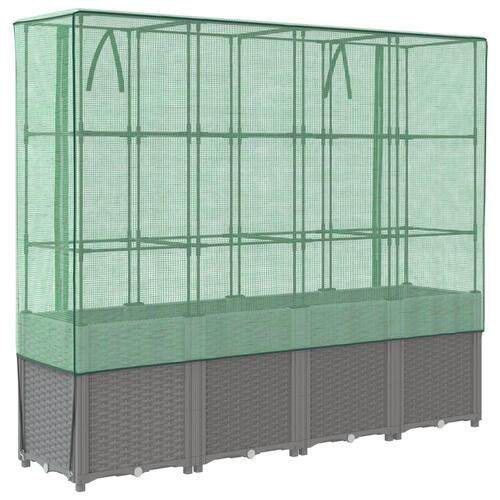 Højbed med drivhusovertræk 160x40x153 cm rattan-look