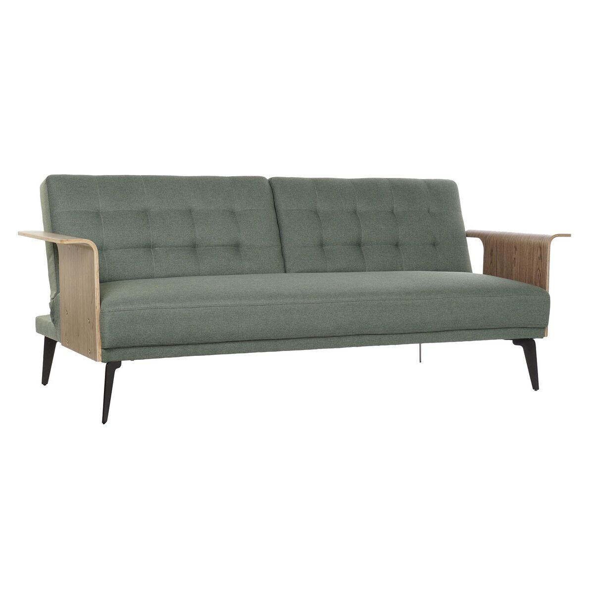Sovesofa 203 × 87 × 81 cm - grøn med brune armlæn