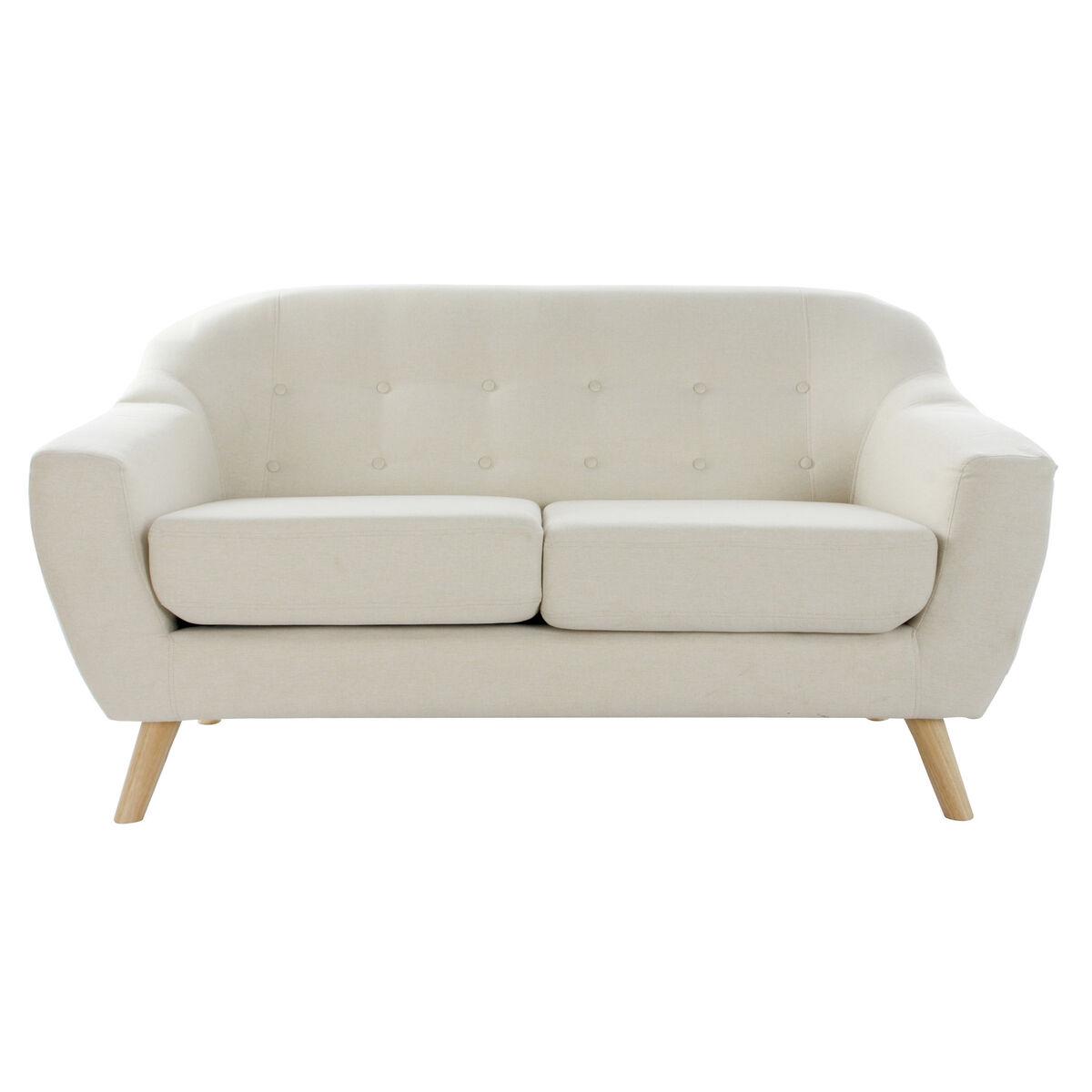 2 personers sofa Flødefarvet Natur Gummitræ Plastik Moderne Scandi 146 x 84 x 82 cm