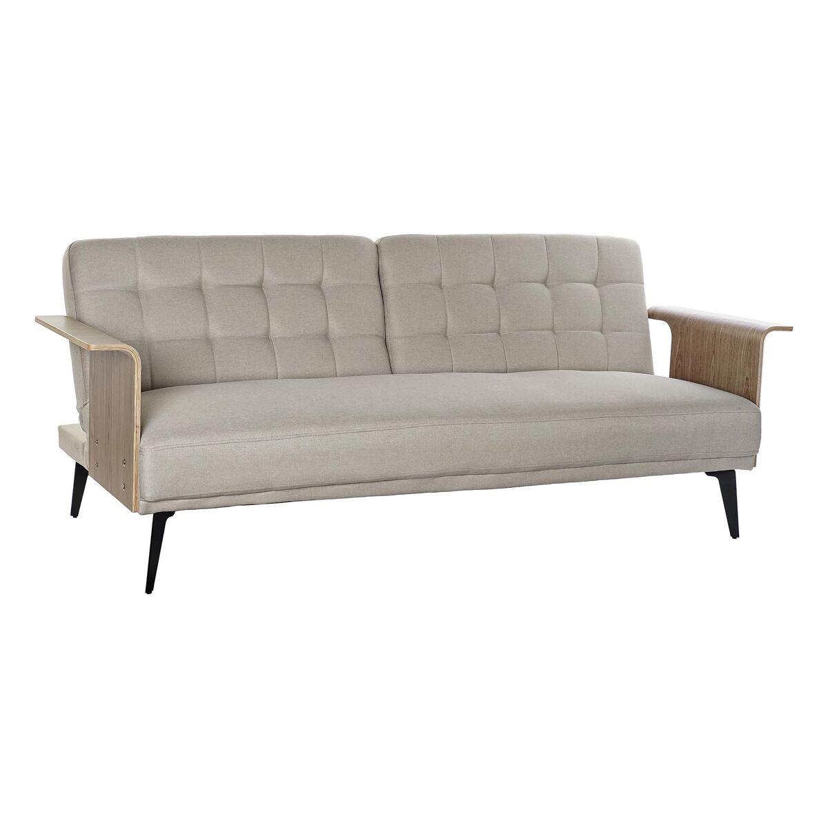 Sovesofa 203 × 87 × 81 cm - sort/beige med brune detaljer