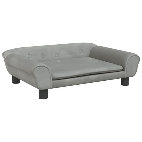 Hundeseng 70x48x22 cm velour lysegrå