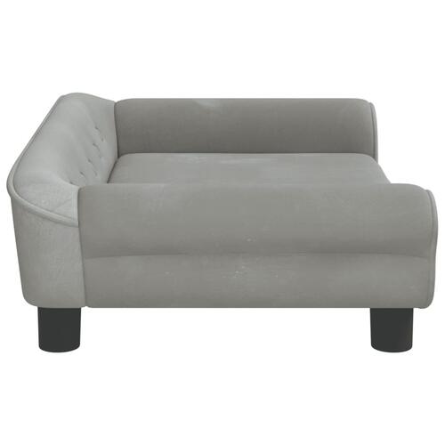 Hundeseng 70x48x22 cm velour lysegrå