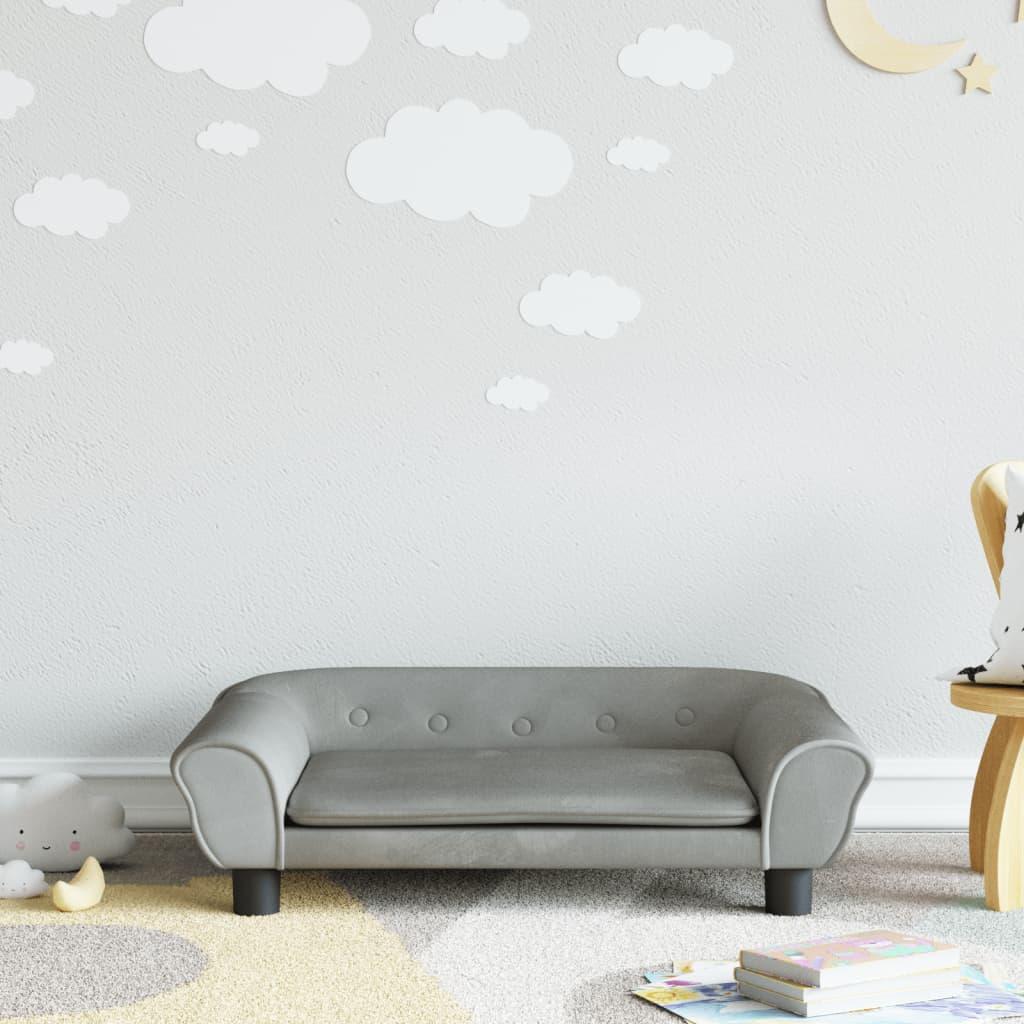 Sofa til børn 70x45x26 cm velour lysegrå