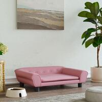 Hundeseng 70x48x22 cm velour lyserød