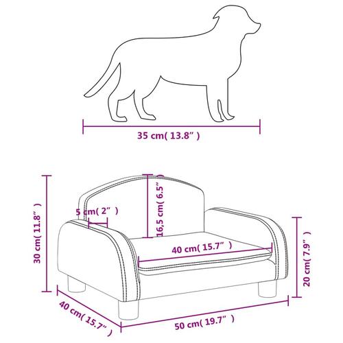 Hundeseng 50x40x30 cm stof gråbrun