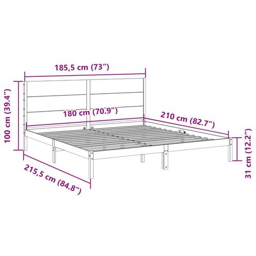 Ekstra lang sengeramme uden madras 180x210 cm massivt træ