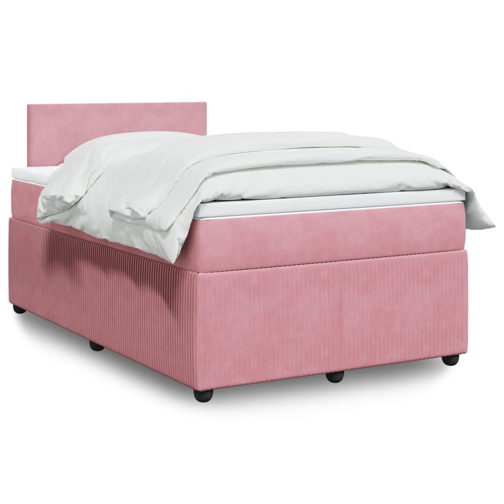 Kontinentalseng med madras 120x190 cm velour lyserød billede