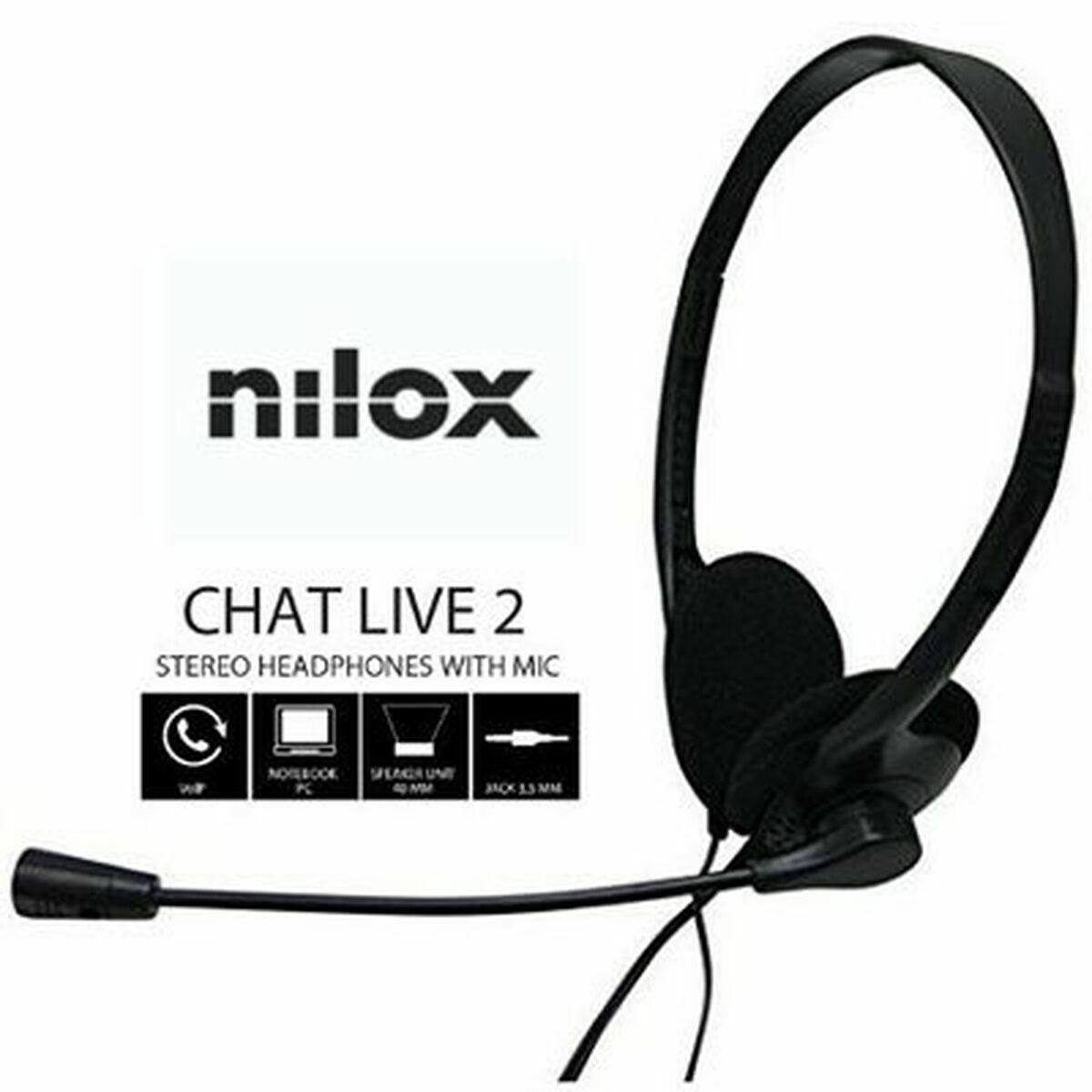 Hovedtelefoner med mikrofon Nilox Chat Live 2 - sort, 3,5 mm