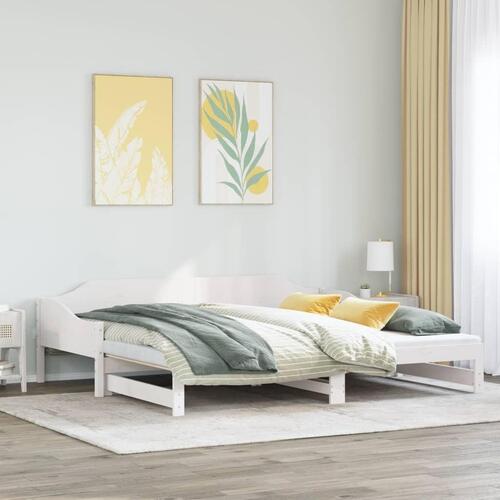 Daybed med udtræk 90x190 cm massivt fyrretræ hvid