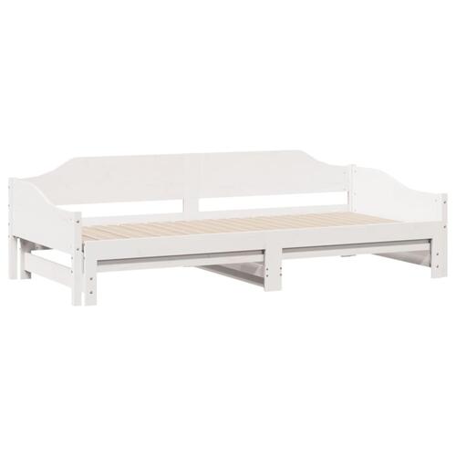 Daybed med udtræk 90x190 cm massivt fyrretræ hvid