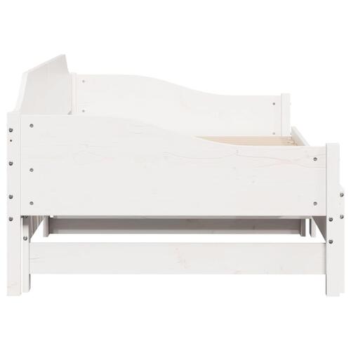 Daybed med udtræk 90x190 cm massivt fyrretræ hvid
