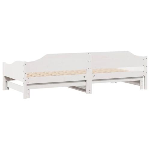 Daybed med udtræk 90x190 cm massivt fyrretræ hvid