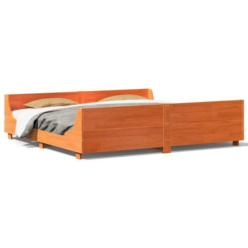 Sengeramme uden madras 200x200 cm massivt fyrretræ gyldenbrun